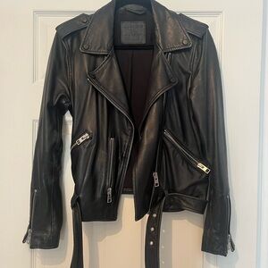 All Saints Black Leather Moto Jacket